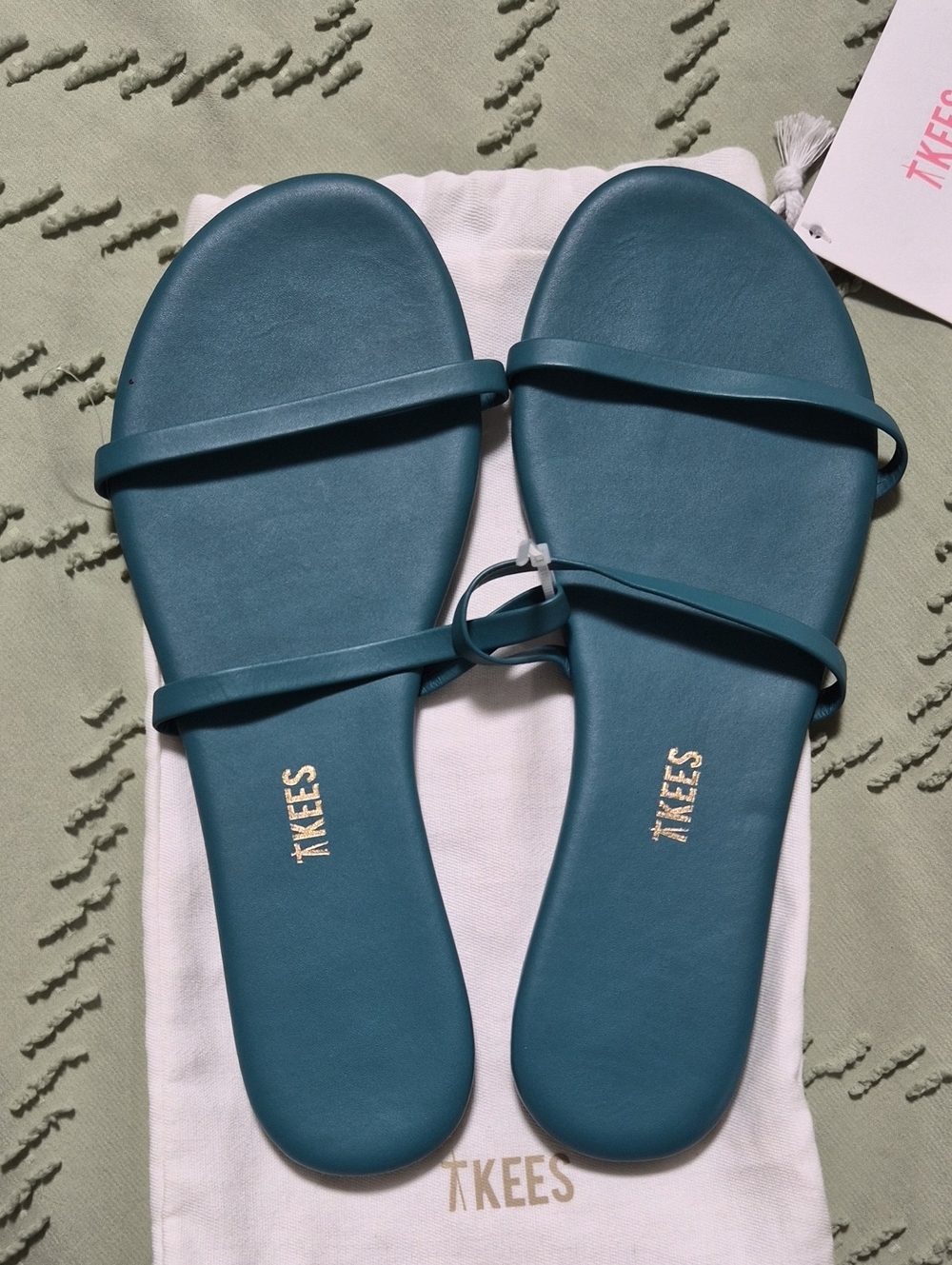 TKEES Teal Multi-Strap Slide Sandals